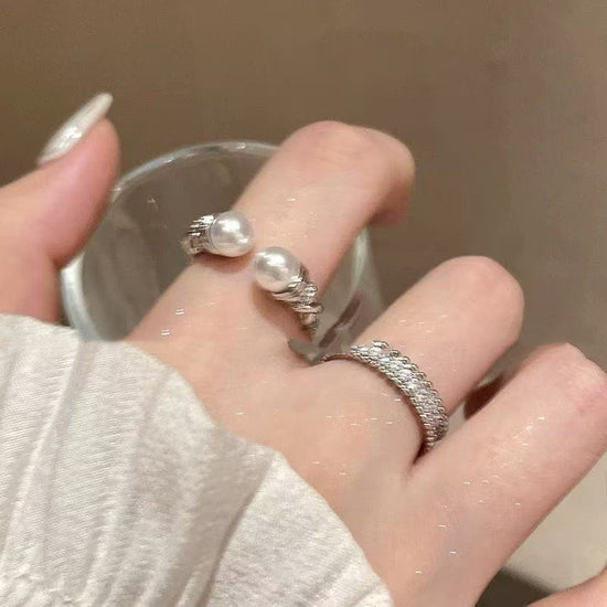 French Style Simple Bracelet Chinese Style Twist Pearl Open Index Finger Ring Female