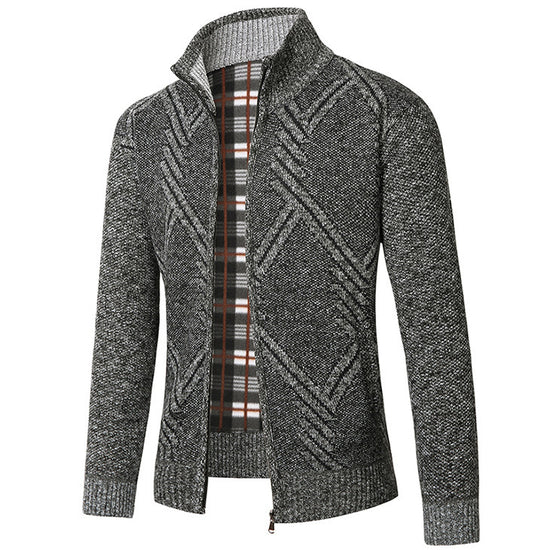 Fashion Men's Sweater Stand Collar Zipper Cardigan Outerwear