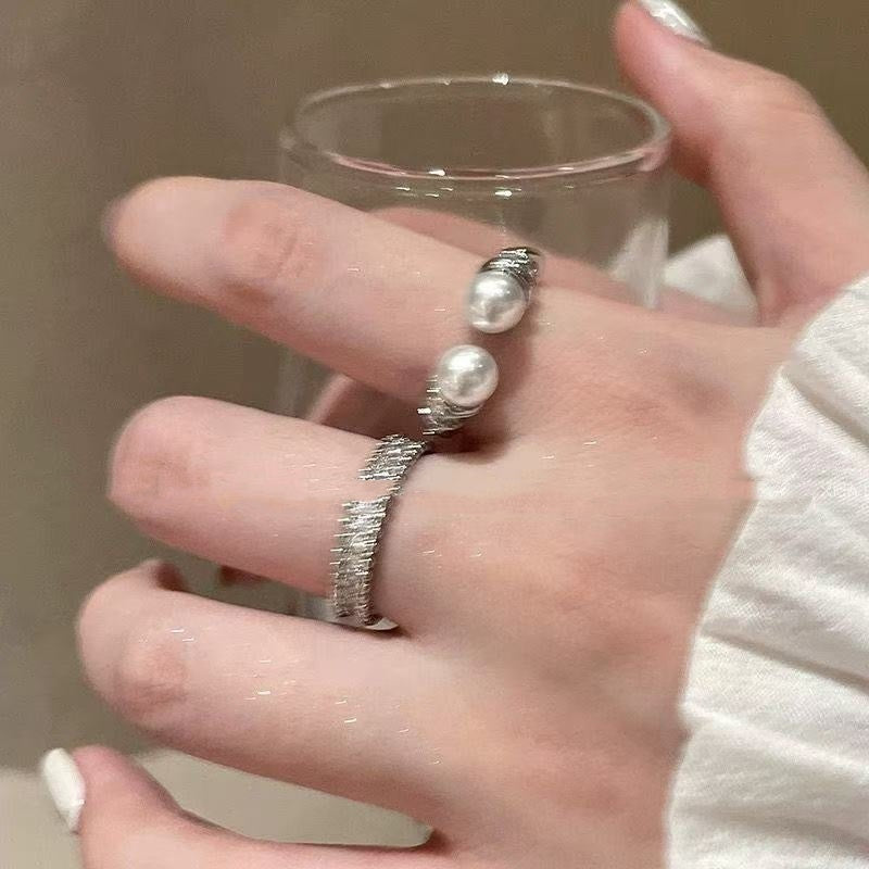 French Style Simple Bracelet Chinese Style Twist Pearl Open Index Finger Ring Female