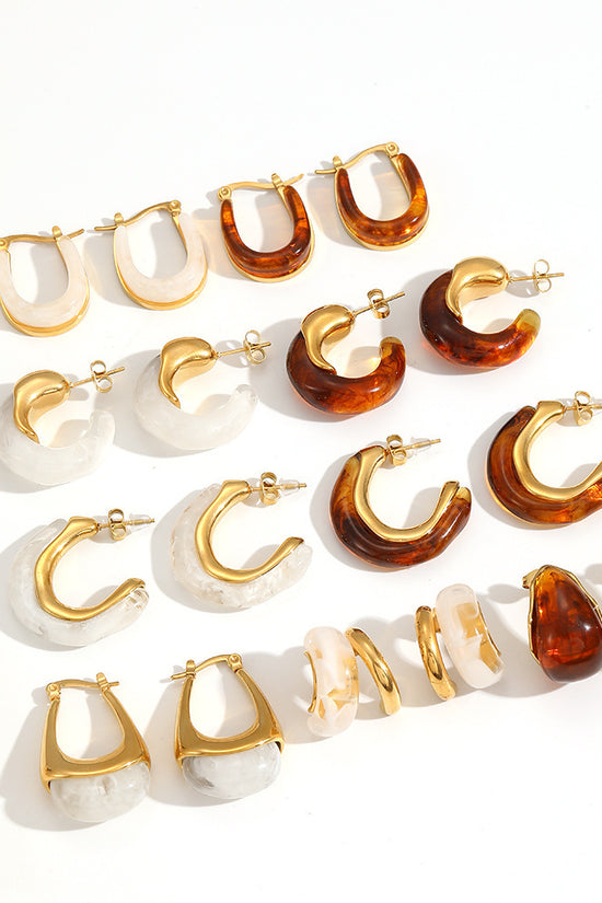 Mild Luxury Retro Resin Stainless Steel Earrings