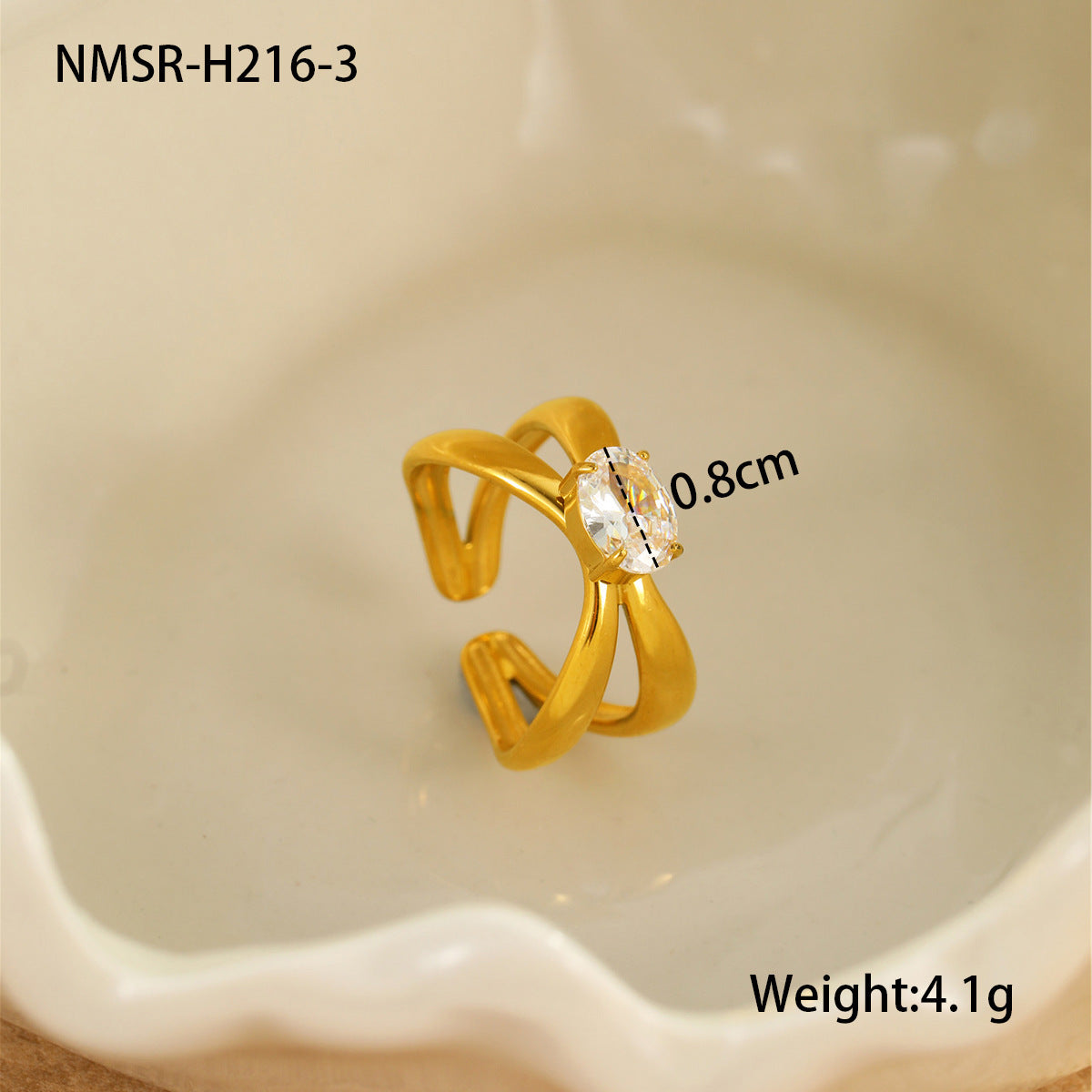 Special-interest Design Non-fading Inlaid Zircon Stainless Steel Ring