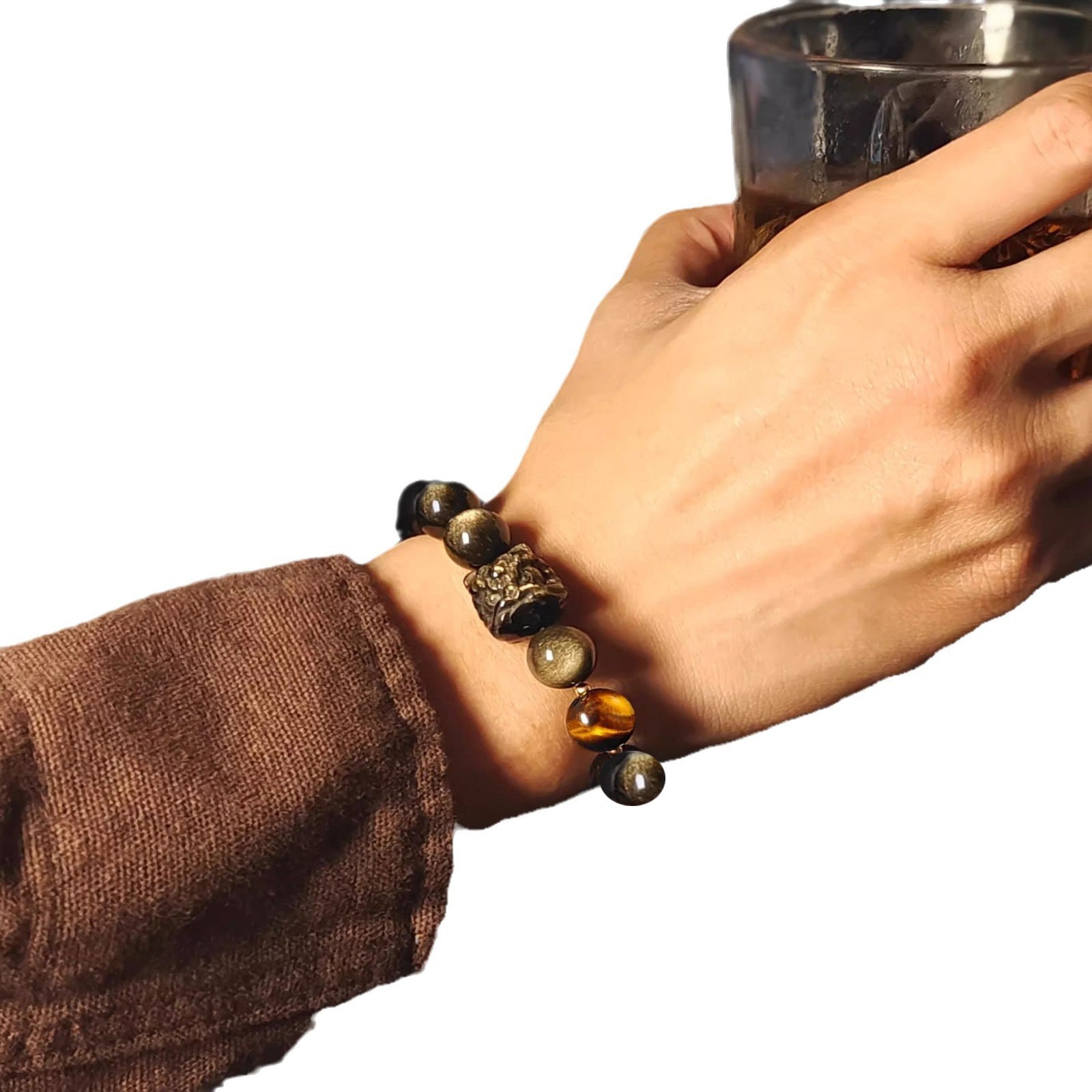 Women's Retro Easy Matching Natural Silver Stone Bracelet