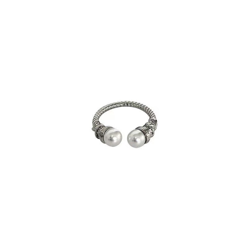 French Style Simple Bracelet Chinese Style Twist Pearl Open Index Finger Ring Female