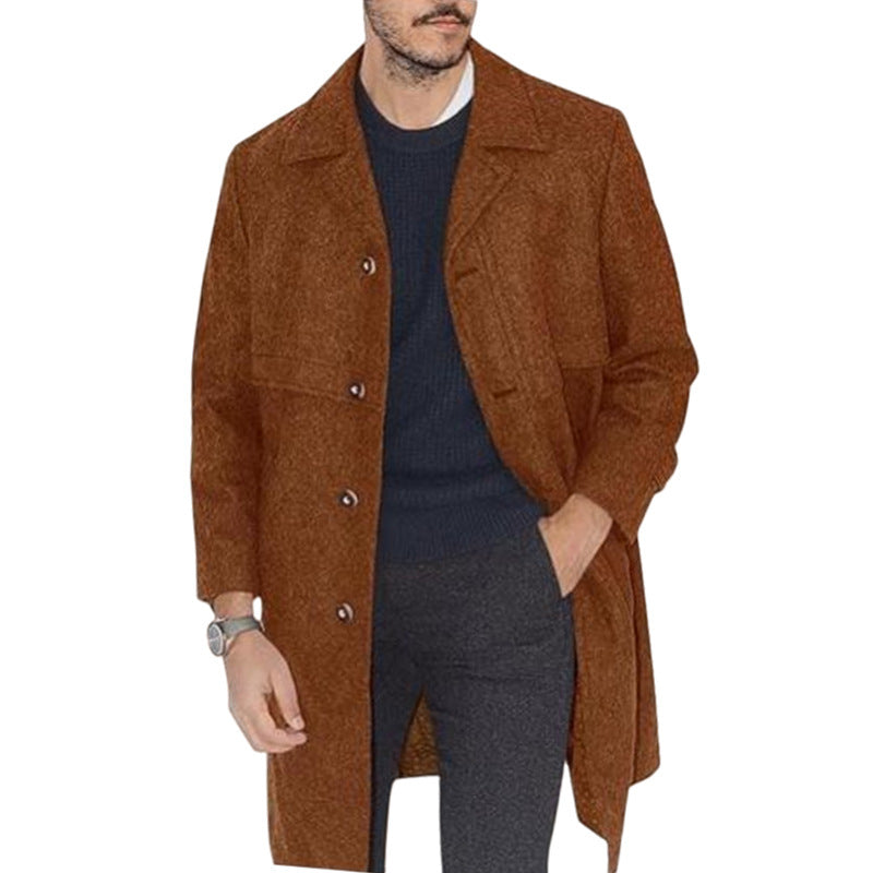 Woolen Men's Coat Plus Size Single Breasted Large Coat