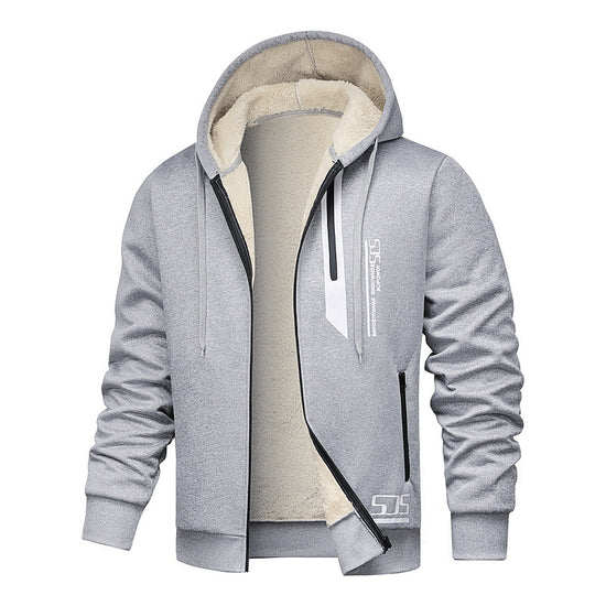 Cashmere Hoodie Men's Fleece-lined Thickened Hooded Jacket