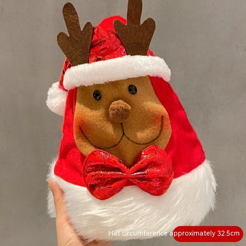 Fur Bow Tie Elk Christmas Hat
