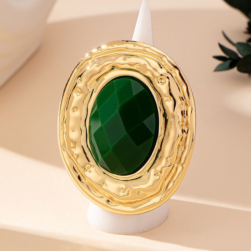 Round Piece Ear Studs Necklace Bracelet Ring Jewelry Set