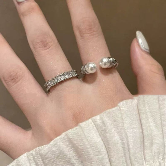 French Style Simple Bracelet Chinese Style Twist Pearl Open Index Finger Ring Female