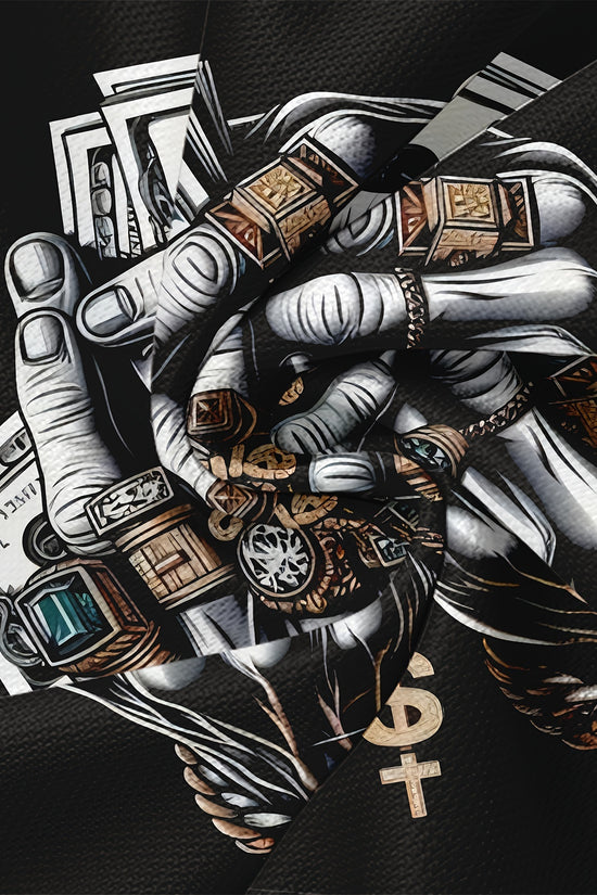 Men's Polyester 3D Digital Printed T-shirt With USD And Ring Pattern, Round Neck, Slightly Elastic, Casual Knitted Fabric T-shirt