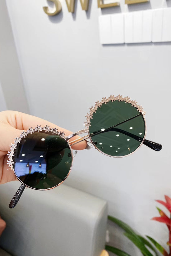 Children's Fashion Flower Sunglasses Metal Texture Kids Sunglasses
