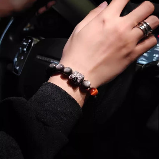 Women's Retro Easy Matching Natural Silver Stone Bracelet