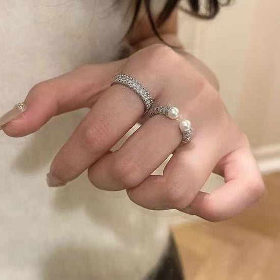 French Style Simple Bracelet Chinese Style Twist Pearl Open Index Finger Ring Female