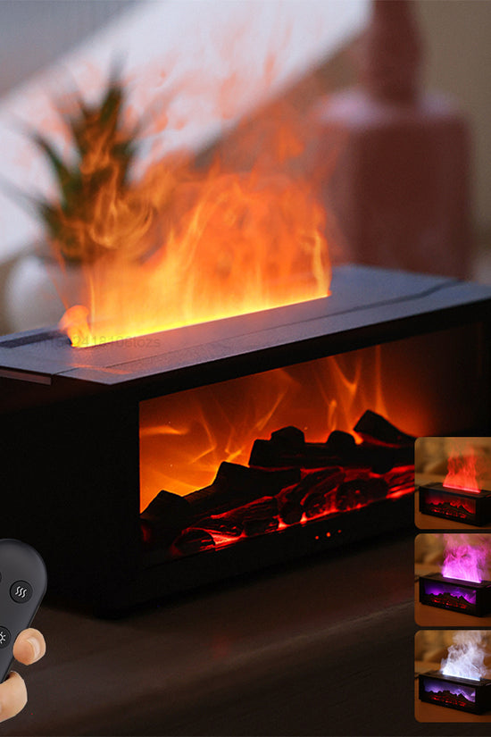 New Flame Aromatherapy Machine Colorful Essential Oil Diffuser Home Large Fog Volume Flame Humidifier 3D Flame Fireplace Machine