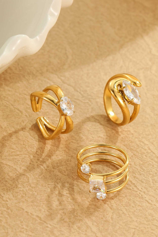 Special-interest Design Non-fading Inlaid Zircon Stainless Steel Ring