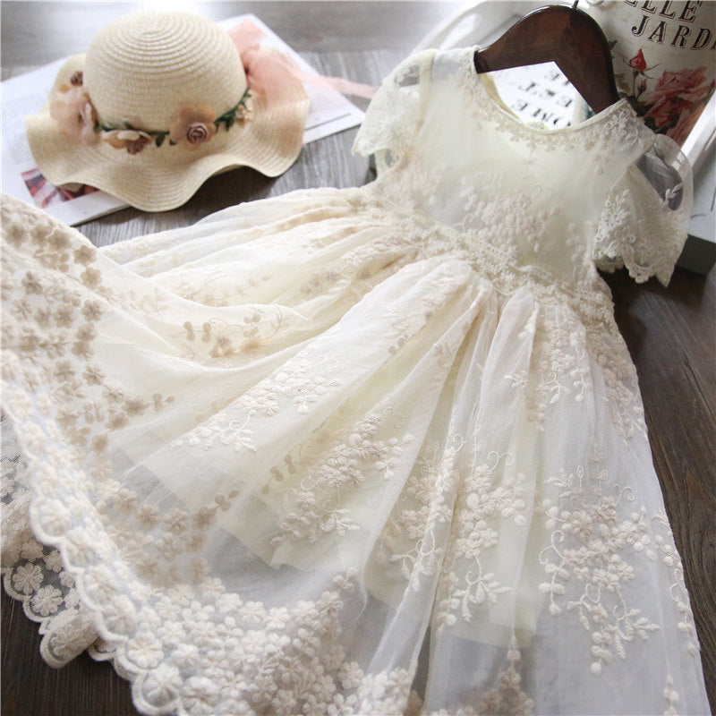 Big Kids Long-sleeved Princess Lace Dress