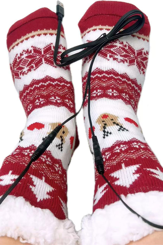 USB Electric Heating Warm Thickened Heating Room Socks
