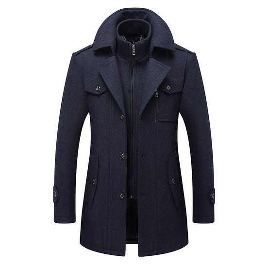 Men's Woolen Coat Fashion Double Collar Cold-resistant