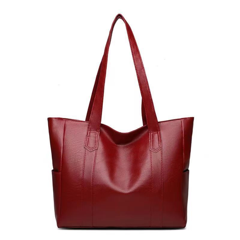 Retro High Sense Soft Leather Tote Simple Versatile Handbag Commuter Texture Ladies Underarm Bag