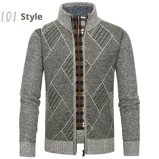 Fashion Men's Sweater Stand Collar Zipper Cardigan Outerwear