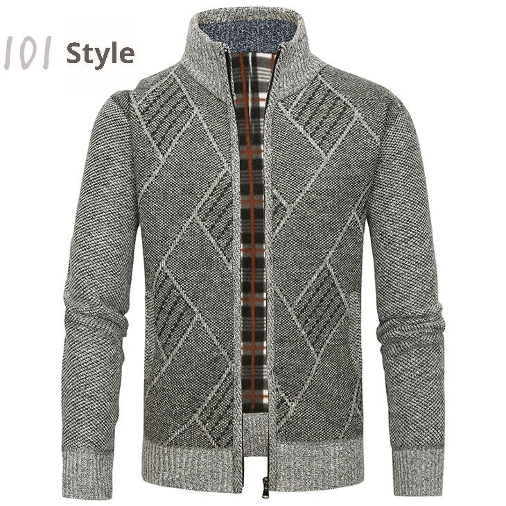 Fashion Men's Sweater Stand Collar Zipper Cardigan Outerwear