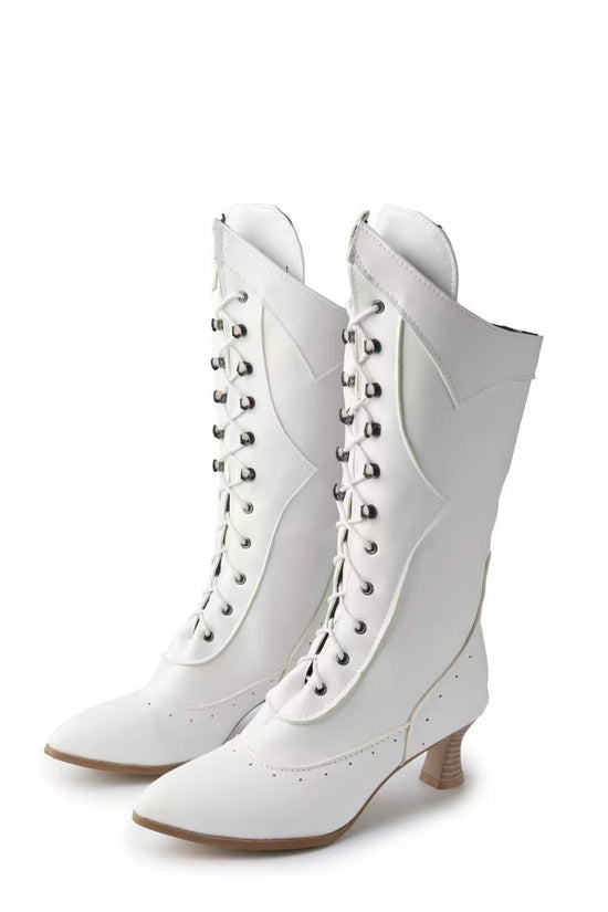 Lace-up Martin Boots Wine Cup Heel Round Toe Large Size Women's Boots