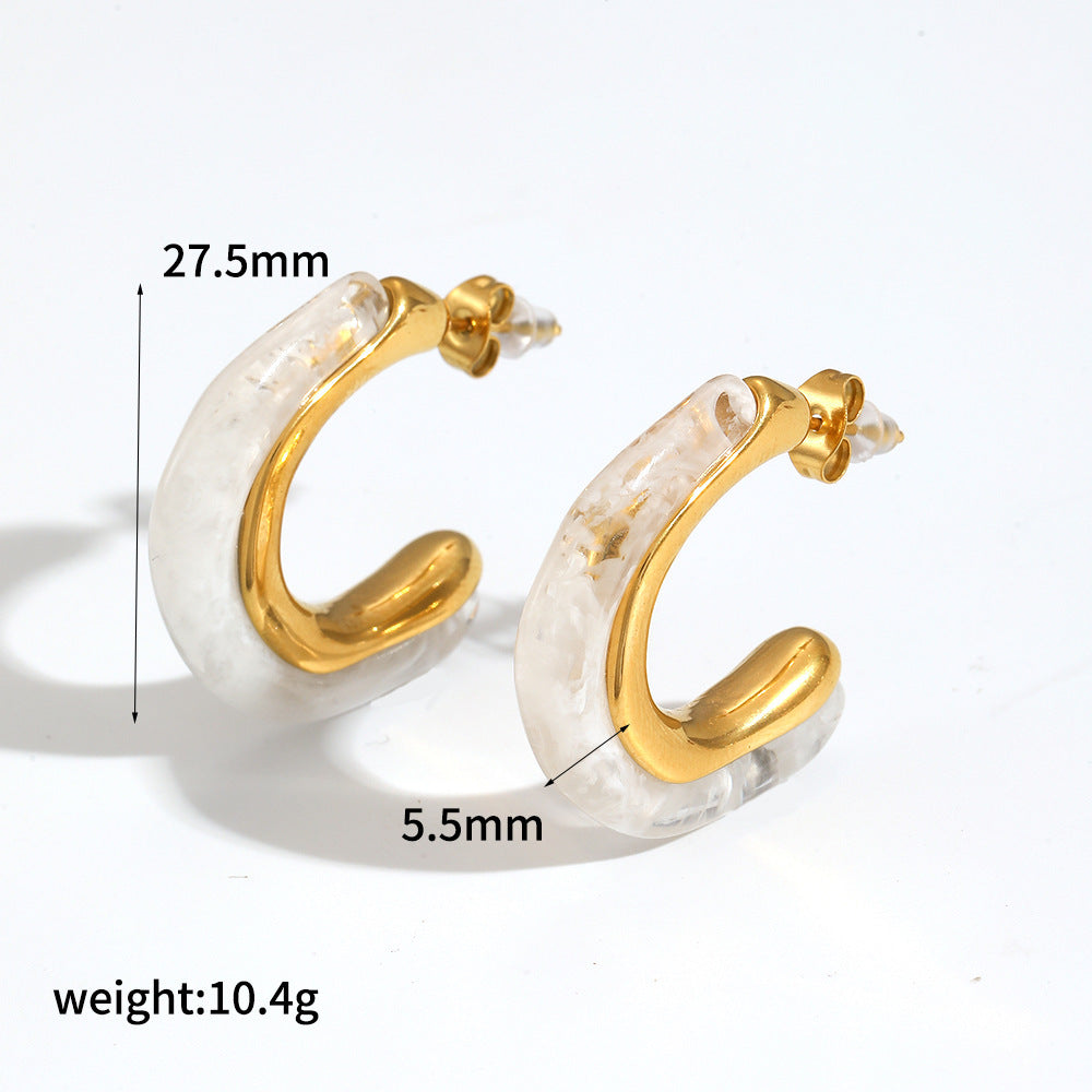 Mild Luxury Retro Resin Stainless Steel Earrings