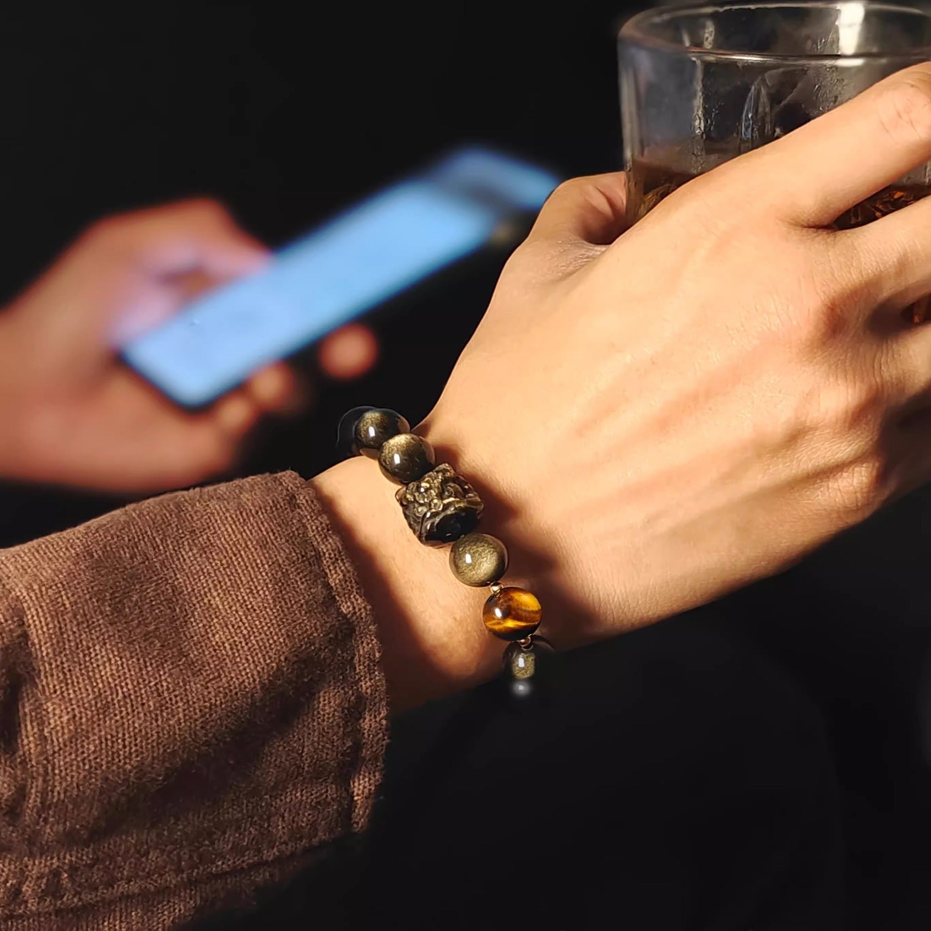 Women's Retro Easy Matching Natural Silver Stone Bracelet