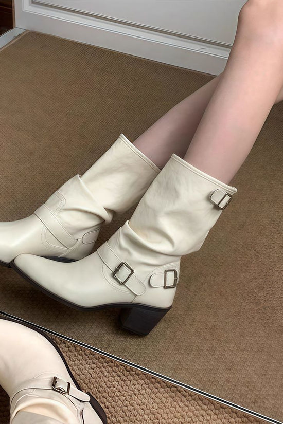 Fashion All-match Comfort And Casual Pointed Toe Chunky Heel Women's Boots