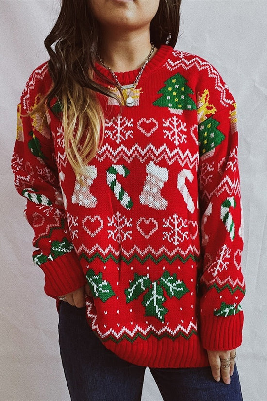 Women's Stylish Loose Round Neck Long-sleeved Sweater