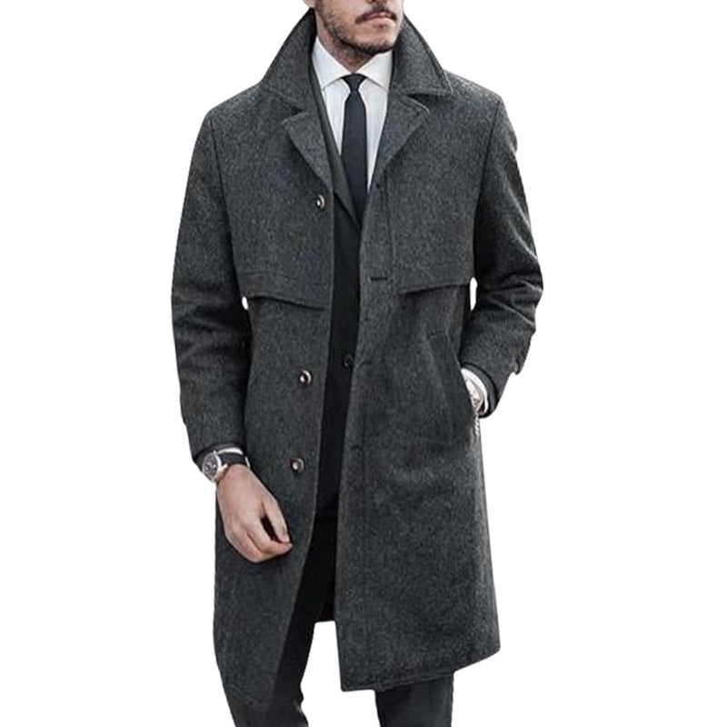 Woolen Men's Coat Plus Size Single Breasted Large Coat