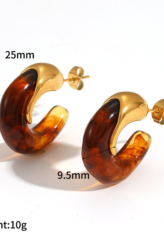 Mild Luxury Retro Resin Stainless Steel Earrings
