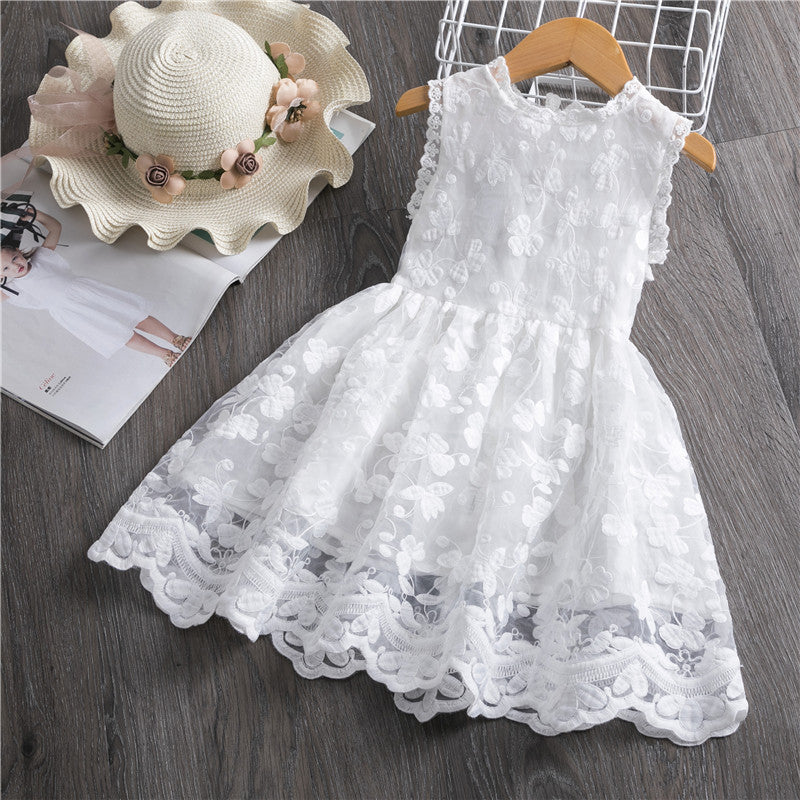 Big Kids Long-sleeved Princess Lace Dress