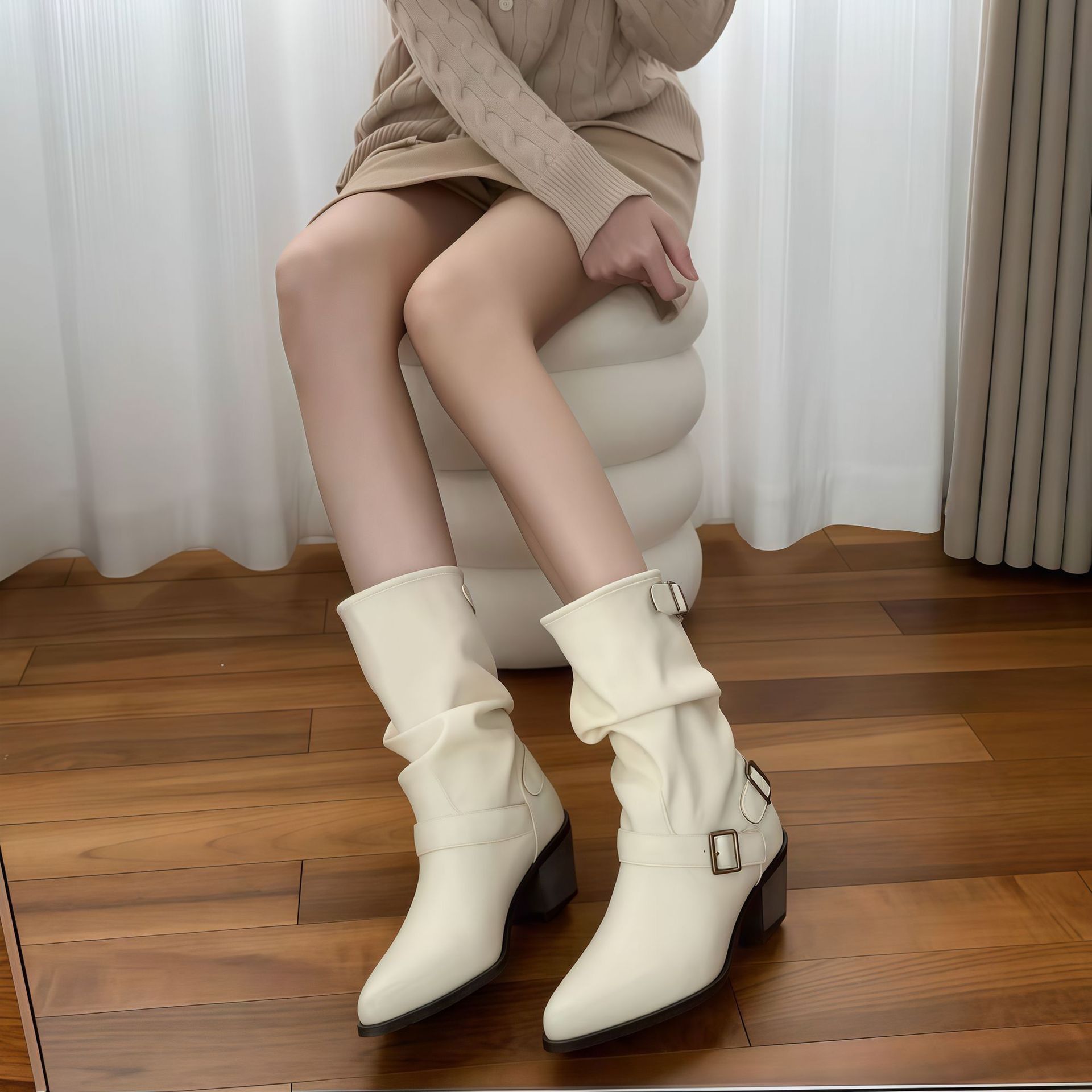Fashion All-match Comfort And Casual Pointed Toe Chunky Heel Women's Boots
