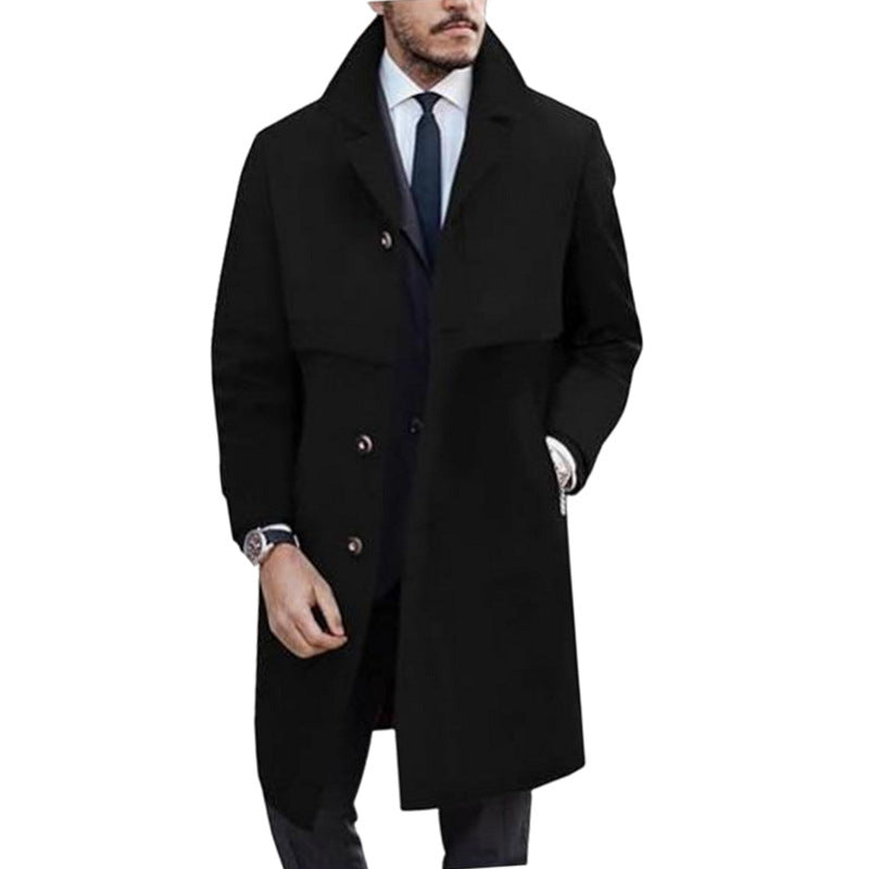 Woolen Men's Coat Plus Size Single Breasted Large Coat