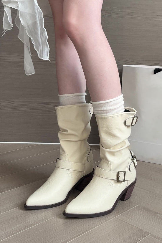 Fashion All-match Comfort And Casual Pointed Toe Chunky Heel Women's Boots