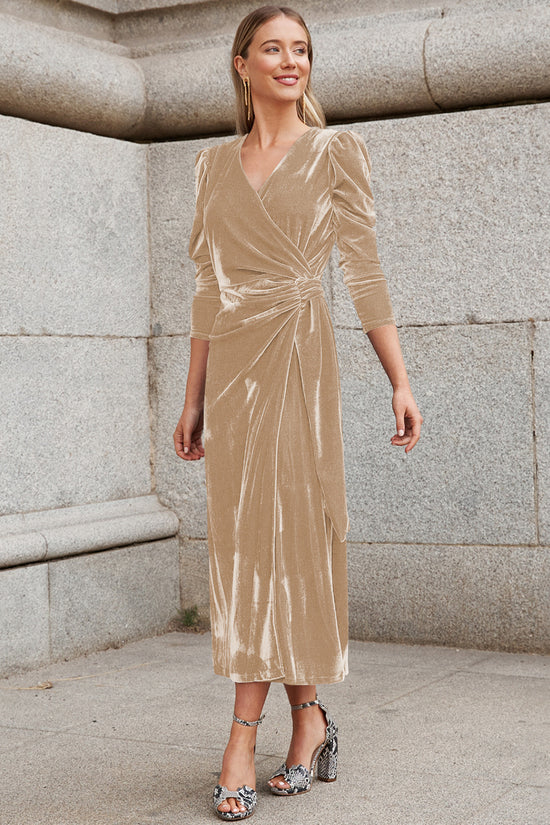 Gold Velvet High Sense Dress Elegant Temperament