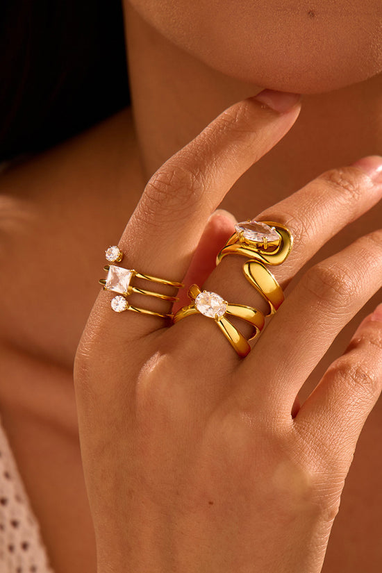 Special-interest Design Non-fading Inlaid Zircon Stainless Steel Ring