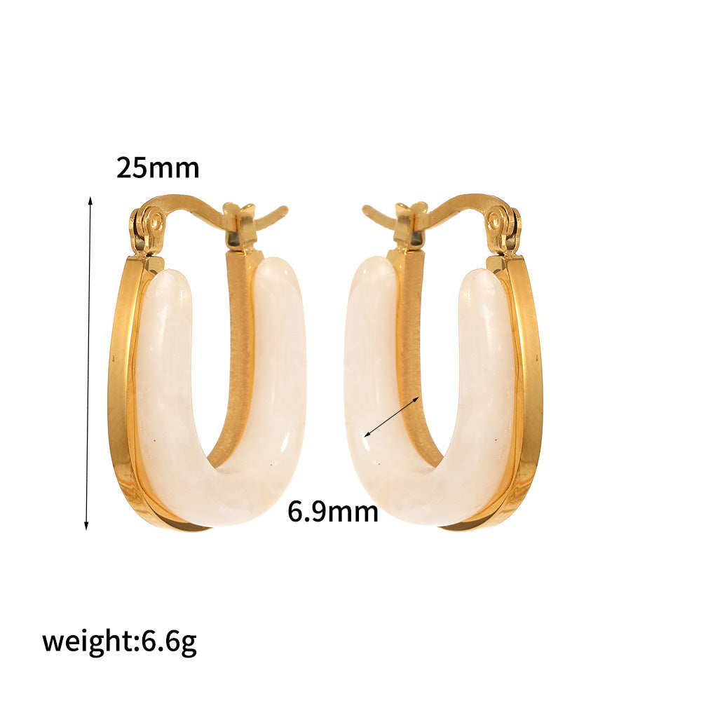 Mild Luxury Retro Resin Stainless Steel Earrings