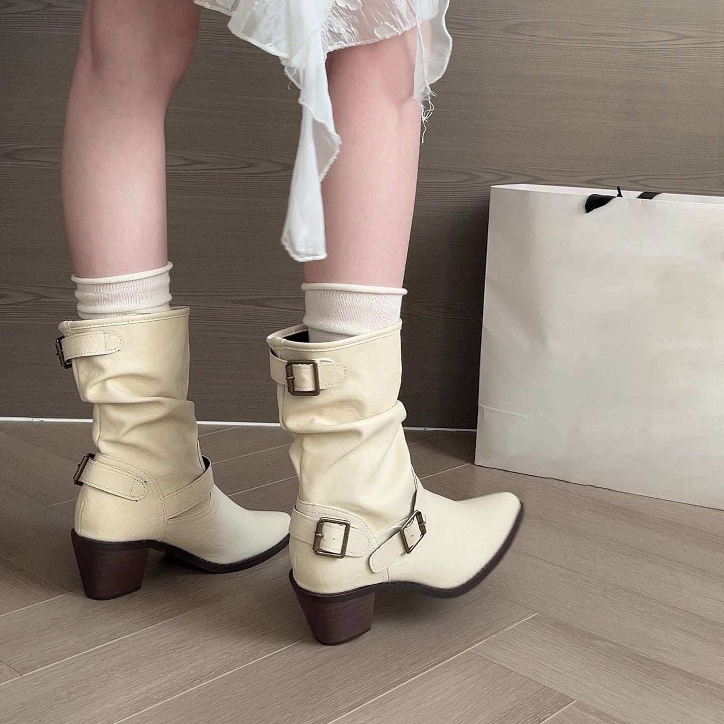 Fashion All-match Comfort And Casual Pointed Toe Chunky Heel Women's Boots