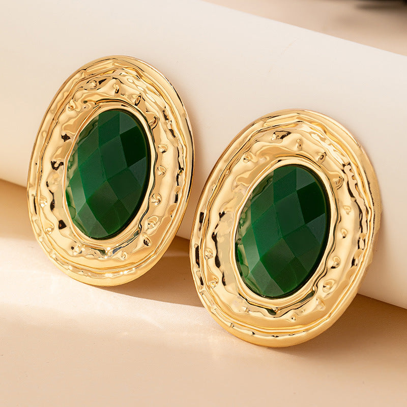 Round Piece Ear Studs Necklace Bracelet Ring Jewelry Set