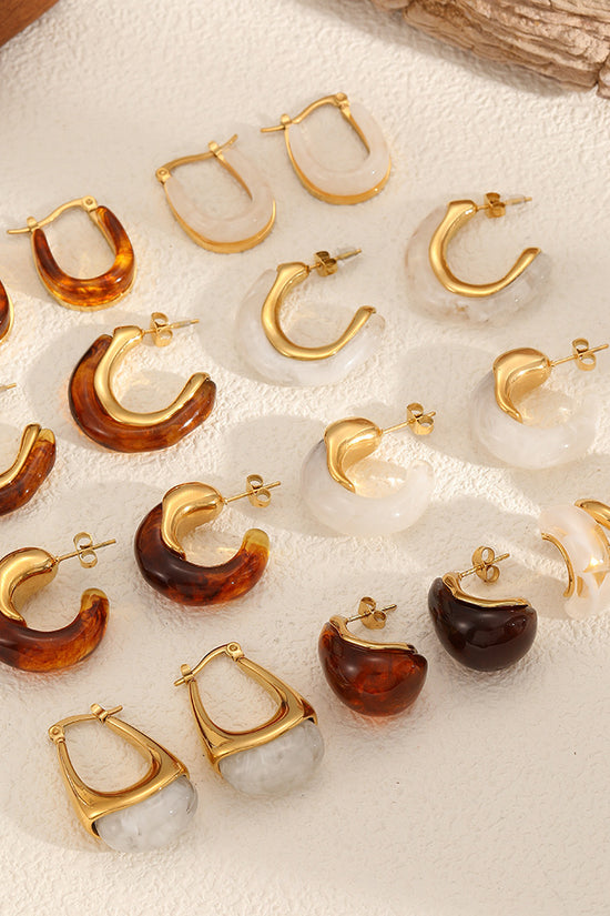Mild Luxury Retro Resin Stainless Steel Earrings