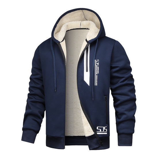 Cashmere Hoodie Men's Fleece-lined Thickened Hooded Jacket