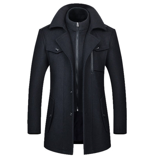 Men's Woolen Coat Fashion Double Collar Cold-resistant